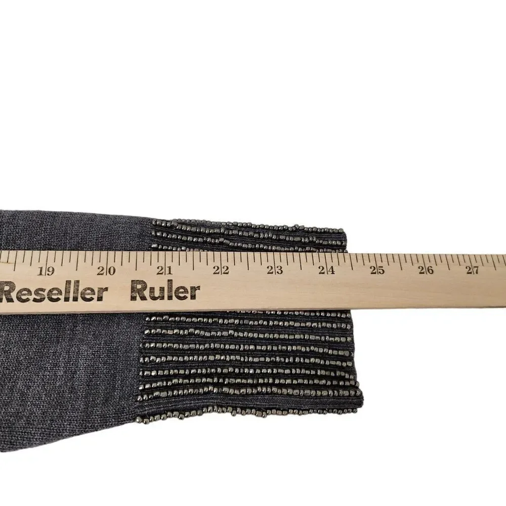 Kobi Halperin Delia Sweater Small Gray Wool Blend Embellished Beaded Stretch - Picture 12 of 13